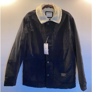 NWT Brand New Denim & Flower Ricky Singh Men’s L Black Corduroy Coat with Sherpa